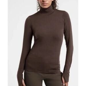 ATHLETA Turtleneck Brown Top Wool Blend Sweater Women 1X A001954